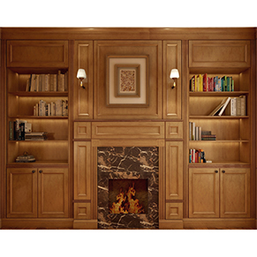 美式田园实木油漆面板定制书柜